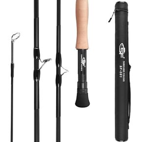 SF SF-001 صنارة صيد السمك 4 قطع 3/4wt 7.6ft، 5/6wt 7/8wt 9ft Matt Black Trout Fly Rod IM7 من ألياف الكربون دليل مطلي بالكروم فارغ وأنبوب قضيب متين للصيادين الجدد والأصغر سنًا