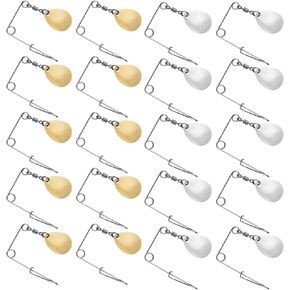 Goture 20Pcs Spinnerbaits Smooth Spoons Colorado/Willow,Fishing Spinner Blades Fishing Spoons Blades Spinner Fishing Lures Accessories Small/Medium/Large