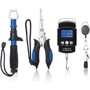 Fishing Tools Set, Fishing Pliers Fish Lip Gripper Handheld Digital Fish Scale Fishing Knot Tying Tool with Retractors,Fishing Gifts for Men in Saudi Arabia