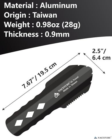 Ultralight Backpacking Trowel Aluminum Shovel Small Potty Multitool with Longer Handle Design Essential for Hiking, Camping and Survival Bags(Black 1 Pack) in Kuwait