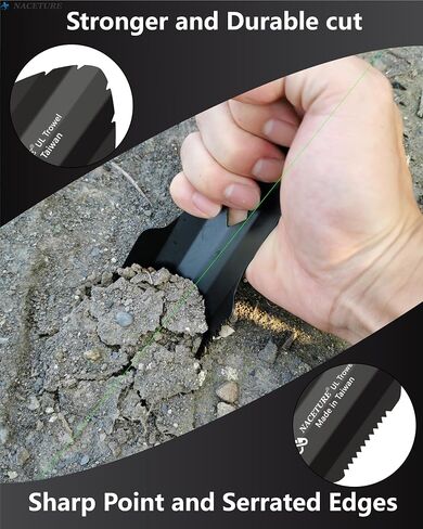 Ultralight Backpacking Trowel Aluminum Shovel Small Potty Multitool with Longer Handle Design Essential for Hiking, Camping and Survival Bags(Black 1 Pack) in Kuwait