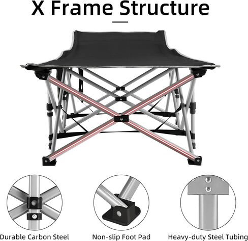 Fragess Portable Camping Cot, Sleeping Cot for Adult, 28" Extra Wide Heavy Duty Folding Cot Max Load 600LBS with Thick Mattress, Portable Camping Bed for Camp Outdoor/Office, Home Nap (Blue) in Kuwait
