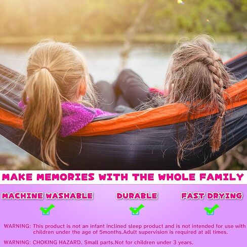 SZHLUX Kids Hammock - Kids Camping Gear, Camping Accessories with 2 Tree Straps and Carabiners for Indoor/Outdoor Use, Sapphire Blue & Grass Green in Kuwait