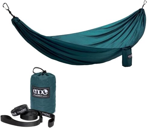 ENO TravelNest Hammock & Straps Combo - Portable Hiking and Camping Hammock with Straps Included - Travel Hammock for Camping, Hiking, Backpacking, a Festival, or The Beach - Marine in Kuwait