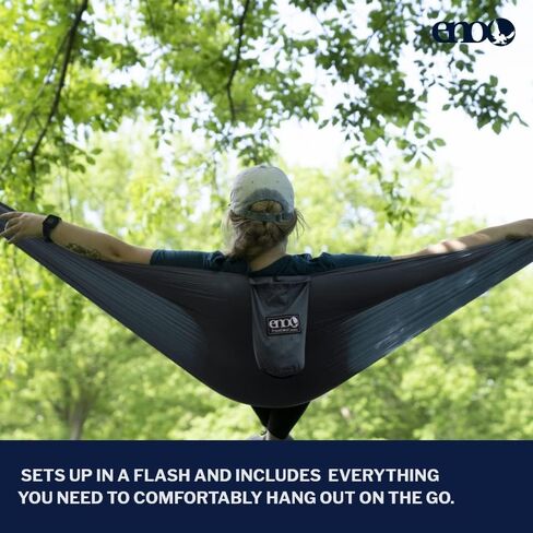ENO TravelNest Hammock & Straps Combo - Portable Hiking and Camping Hammock with Straps Included - Travel Hammock for Camping, Hiking, Backpacking, a Festival, or The Beach - Marine in Kuwait