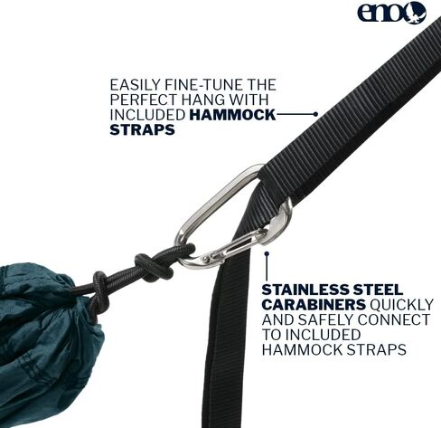 ENO TravelNest Hammock & Straps Combo - Portable Hiking and Camping Hammock with Straps Included - Travel Hammock for Camping, Hiking, Backpacking, a Festival, or The Beach - Marine in Kuwait