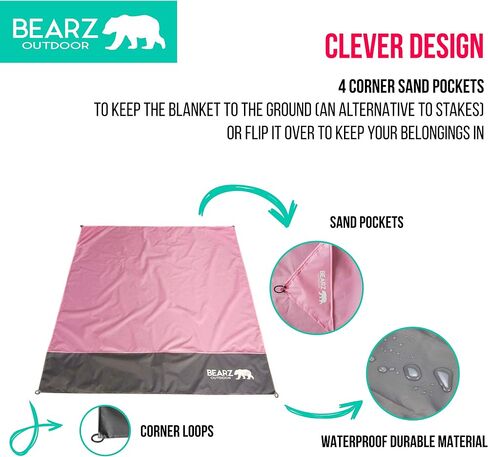 Pocket Blanket - Beach Blanket Waterproof Sandproof, Picnic Blankets Waterproof Foldable, Lightweight & Compact for Hiking, Camping, Travel, Festival Accessories in Kuwait