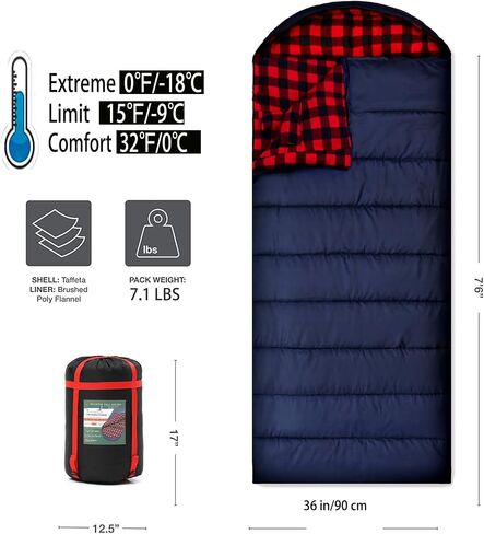 PALLYGO 0 Degree Sleeping Bag Cotton Flannel Sleeping Bags for Adults Cold Weather Camping Winter Zero Degree Warm Weather Big and Tall in Saudi Arabia