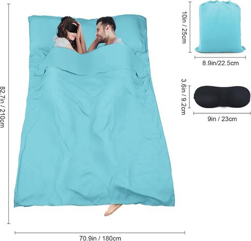 Sleeping Bag Liner,Travel Sheet & Adult Sleep Sack, Camping Sheets Travel Sleep Sack for Backpacking,Hotels & Hostels -Lightweight Single &Double Travel Sheet Camping Sheets in Kuwait