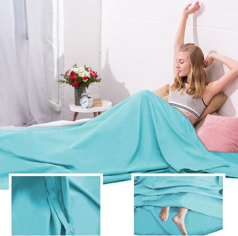 Sleeping Bag Liner,Travel Sheet & Adult Sleep Sack, Camping Sheets Travel Sleep Sack for Backpacking,Hotels & Hostels -Lightweight Single &Double Travel Sheet Camping Sheets in Kuwait