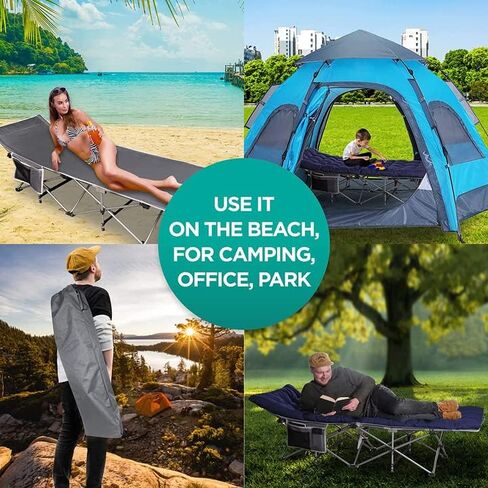Zone Tech Camping Cot Mattress Pad Premium Quality Outdoor Comfortable Thicker Cotton Sleeping Cot Lightweight Waterproof Bottom Pad Mattress for Adult, Kid in Kuwait