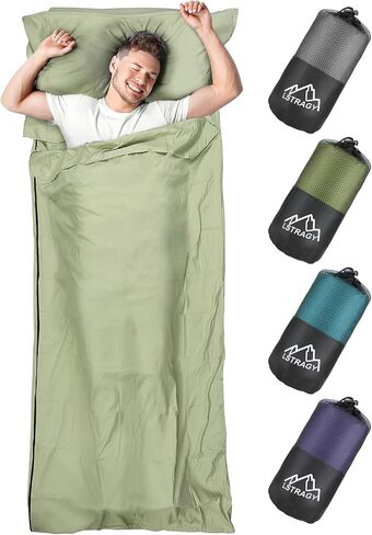 Sleeping Bag Liner, Adult Sleep Sack & Travel Sheets, Lightweight Single and Portable Camping Sleeping Bag Liners - Ideal for Traveling, Hostels and Camping in Saudi Arabia