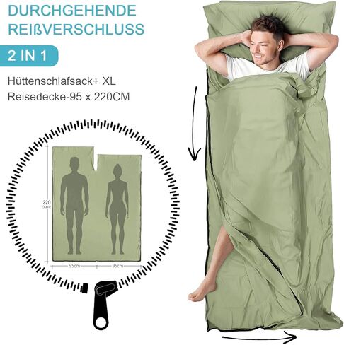 Sleeping Bag Liner, Adult Sleep Sack & Travel Sheets, Lightweight Single and Portable Camping Sleeping Bag Liners - Ideal for Traveling, Hostels and Camping in Saudi Arabia