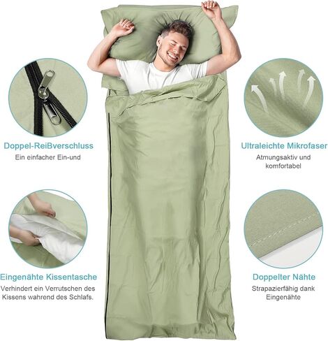 Sleeping Bag Liner, Adult Sleep Sack & Travel Sheets, Lightweight Single and Portable Camping Sleeping Bag Liners - Ideal for Traveling, Hostels and Camping in Saudi Arabia