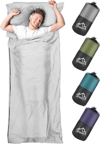 Sleeping Bag Liner, Adult Sleep Sack & Travel Sheets, Lightweight Single and Portable Camping Sleeping Bag Liners - Ideal for Traveling, Hostels and Camping in Saudi Arabia