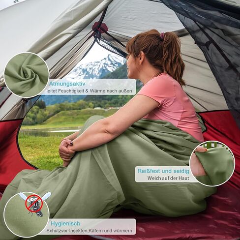 Sleeping Bag Liner, Adult Sleep Sack & Travel Sheets, Lightweight Single and Portable Camping Sleeping Bag Liners - Ideal for Traveling, Hostels and Camping in Saudi Arabia