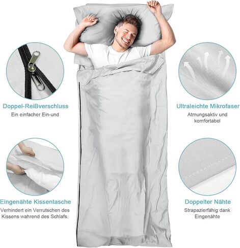 Sleeping Bag Liner, Adult Sleep Sack & Travel Sheets, Lightweight Single and Portable Camping Sleeping Bag Liners - Ideal for Traveling, Hostels and Camping in Saudi Arabia
