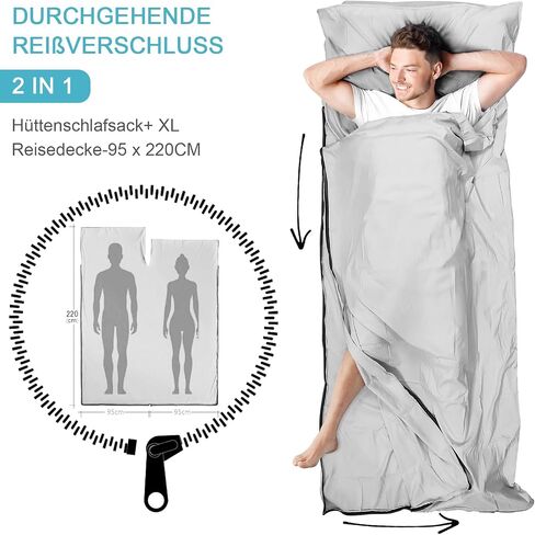 Sleeping Bag Liner, Adult Sleep Sack & Travel Sheets, Lightweight Single and Portable Camping Sleeping Bag Liners - Ideal for Traveling, Hostels and Camping in Saudi Arabia