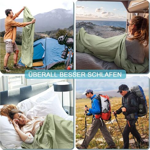 Sleeping Bag Liner, Adult Sleep Sack & Travel Sheets, Lightweight Single and Portable Camping Sleeping Bag Liners - Ideal for Traveling, Hostels and Camping in Saudi Arabia