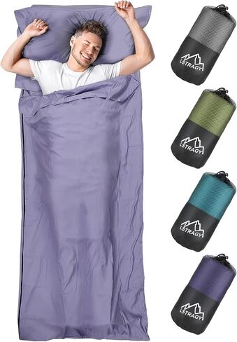 Sleeping Bag Liner, Adult Sleep Sack & Travel Sheets, Lightweight Single and Portable Camping Sleeping Bag Liners - Ideal for Traveling, Hostels and Camping in Saudi Arabia