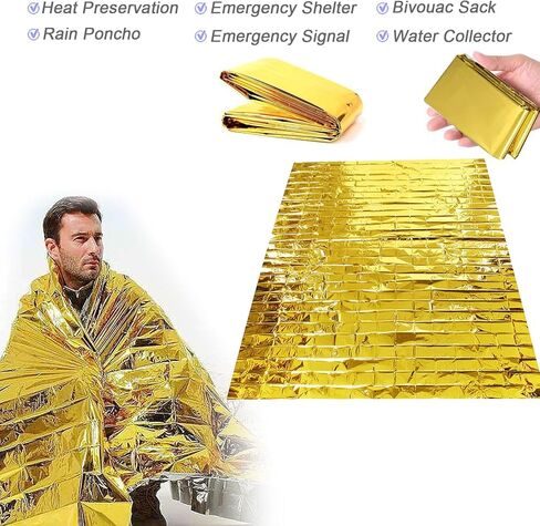 Emergency Sleeping Bags Thermal Blankets Mosquito Head Net Mesh Set 3 Pack, Survival Bivy Sack Survival Gear for Hiking, Camping, First Aid Kits, Outdoor Survival Gear in Kuwait