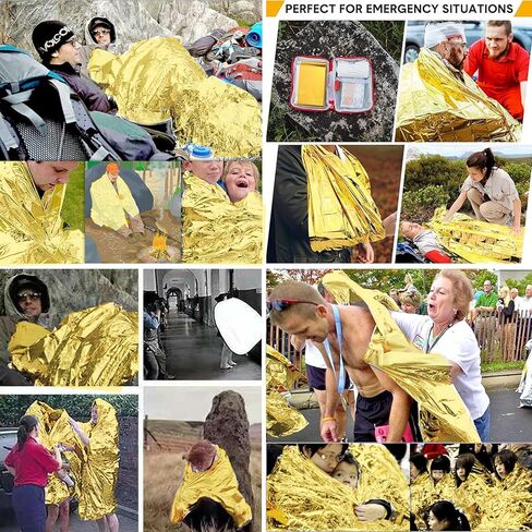 Emergency Sleeping Bags Thermal Blankets Mosquito Head Net Mesh Set 3 Pack, Survival Bivy Sack Survival Gear for Hiking, Camping, First Aid Kits, Outdoor Survival Gear in Kuwait