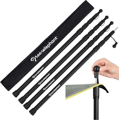 Green Elephant Camping Tarp Poles - Adjustable Aluminum Telescoping Tent Poles for Tarps, Canopy & Awning - Heavy Duty Collapsible Pole Set of 4 - Extends 8ft, Shrinks to 2ft - Caravan & Beach Shade in Kuwait