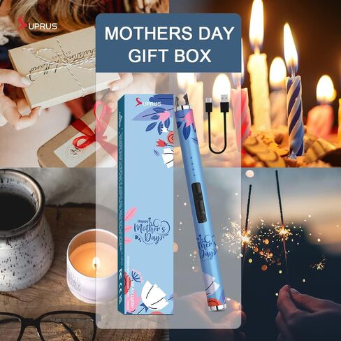 SUPRUS Lighter Electric Candle USB Type C Rechargeable Lighter with Upgraded LED Battery Display Safety Switch Flameless Plasma Windproof for Cooking BBQs Fireworks in Kuwait