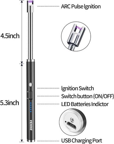 VEHHE Candle Lighter, USB-C Arc Electric Lighter with Flexible Neck in Saudi Arabia