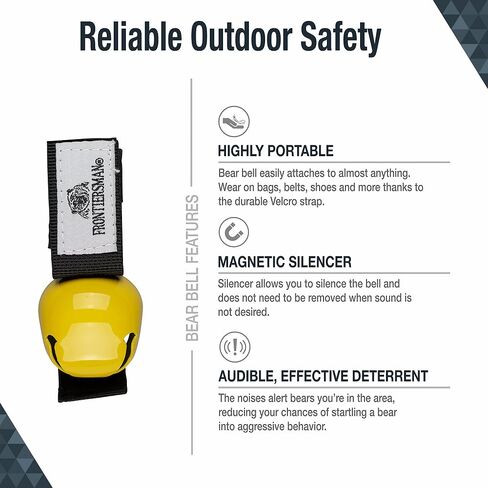 SABRE Frontiersman Bear Bell, Magnetic Silencer, Durable Hook and Loop Strap Attachment, Helps To Prevent Startling Bears While Hiking in Saudi Arabia