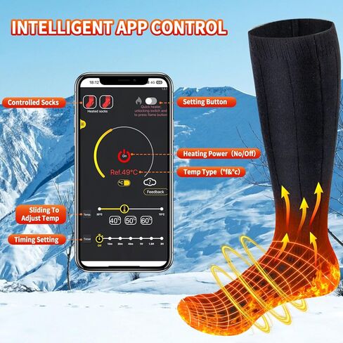 2023 جوارب ساخنة مطورة للرجال والنساء، جوارب كهربائية ببطارية قابلة لإعادة الشحن بقدرة 5000 مللي أمبير في الساعة مع التحكم في التطبيق، جوارب دافئة للطقس البارد في الشتاء مع 4 إعدادات للحرارة، أجهزة تدفئة القدم للصيد والمشي لمسافات طويلة والتخييم in Kuwait