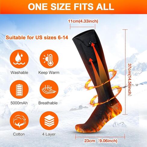 2023 جوارب ساخنة مطورة للرجال والنساء، جوارب كهربائية ببطارية قابلة لإعادة الشحن بقدرة 5000 مللي أمبير في الساعة مع التحكم في التطبيق، جوارب دافئة للطقس البارد في الشتاء مع 4 إعدادات للحرارة، أجهزة تدفئة القدم للصيد والمشي لمسافات طويلة والتخييم in Kuwait