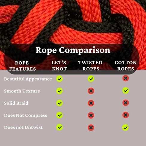 Let's Knot - Rope Kit for Beginners and Experienced Riggers - Silky Soft Rope - Perfect for Simple and Complex Knots - Japanese Rope Style - Set of Two 30 Ft Ropes 1 Storage Bag - 8mm Braided Rope in Saudi Arabia