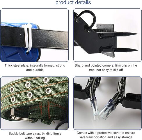 TWSOUL Tree Climbing Spike, Stainless Steel Climbing Tree Gears with 5 Point Safety Belt Straps Portable Adjustable Lanyard Carabiner for Hunting Observation, Picking Fruit, Jungle Survival in Kuwait