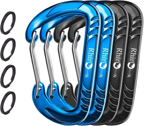 RHINO Produxs 12kN (2697 lbs) Heavy Duty, Locking, Auto Locking, Wiregate Snap and Lightweight Snap Carabiner Clips, for Securing Pets, Outdoor, Camping, Hiking, Hammock, Dog Leash Harness, Keychains in Kuwait