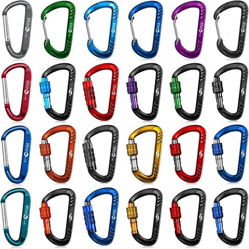 RHINO Produxs 12kN (2697 lbs) Heavy Duty, Locking, Auto Locking, Wiregate Snap and Lightweight Snap Carabiner Clips, for Securing Pets, Outdoor, Camping, Hiking, Hammock, Dog Leash Harness, Keychains in Kuwait