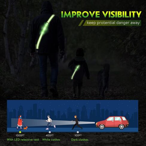 Simket LED Night Running Gear وشاح عاكس، رؤية عالية USB قابلة لإعادة الشحن LED وامض نشاط خارجي قابل للتعديل طول للركض والجري وركوب الدراجات والمشي والدراجات النارية in Kuwait