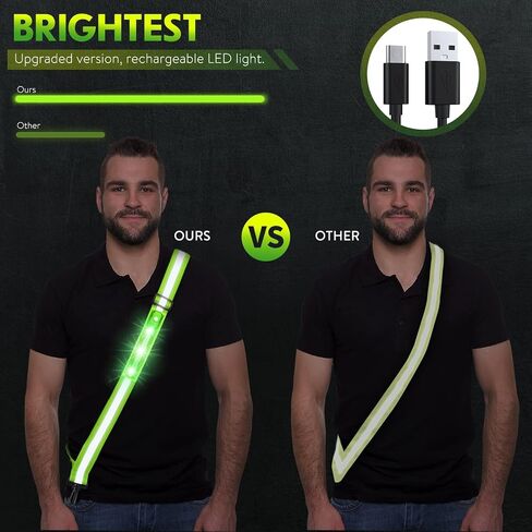 Simket LED Night Running Gear وشاح عاكس، رؤية عالية USB قابلة لإعادة الشحن LED وامض نشاط خارجي قابل للتعديل طول للركض والجري وركوب الدراجات والمشي والدراجات النارية in Kuwait