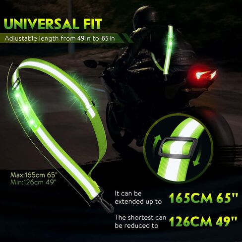 Simket LED Night Running Gear وشاح عاكس، رؤية عالية USB قابلة لإعادة الشحن LED وامض نشاط خارجي قابل للتعديل طول للركض والجري وركوب الدراجات والمشي والدراجات النارية in Kuwait