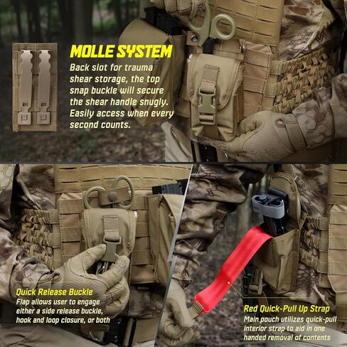 حقيبة عاصبة القص من LIVANS Molle، حقيبة مقصات طبية تكتيكية، حامل TQ لتصميم الانفجار مدمج IFAK EMT حقيبة طوارئ صغيرة منظم حقيبة الأدوات مع مقص الصدمات in Kuwait