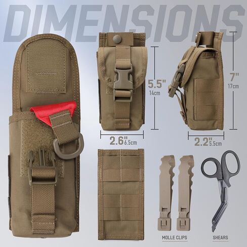 حقيبة عاصبة القص من LIVANS Molle، حقيبة مقصات طبية تكتيكية، حامل TQ لتصميم الانفجار مدمج IFAK EMT حقيبة طوارئ صغيرة منظم حقيبة الأدوات مع مقص الصدمات in Kuwait