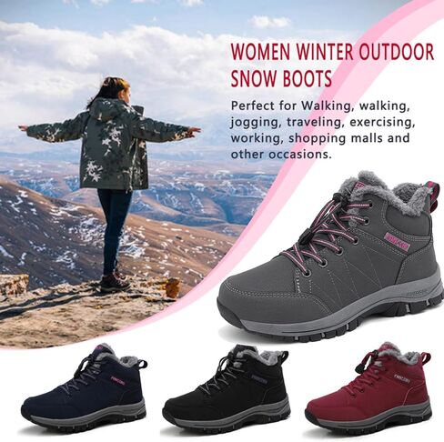 ZHNSHM للنساء أحذية الثلوج مبطنة بالفرو دافئ حذاء بوت بطول الكاحل مقاوم للماء ومضاد للانزلاق أحذية رياضية للشتاء للاستخدام الخارجي in Kuwait