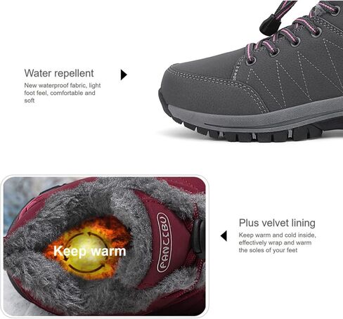 ZHNSHM للنساء أحذية الثلوج مبطنة بالفرو دافئ حذاء بوت بطول الكاحل مقاوم للماء ومضاد للانزلاق أحذية رياضية للشتاء للاستخدام الخارجي in Kuwait