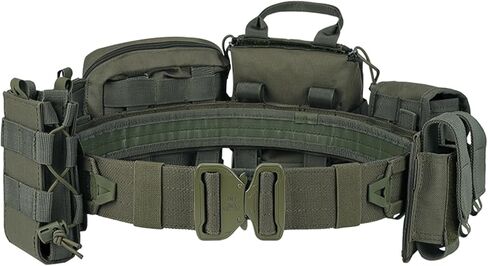 YAKEDA Tactical Battle Belts 8-in-1 Molle Hunting Belt Fishing Game Belt with Pouches for Comfort & Reliability (Black) in Kuwait