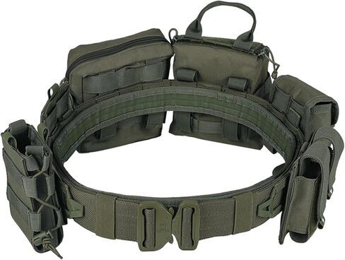 YAKEDA Tactical Battle Belts 8-in-1 Molle Hunting Belt Fishing Game Belt with Pouches for Comfort & Reliability (Black) in Kuwait