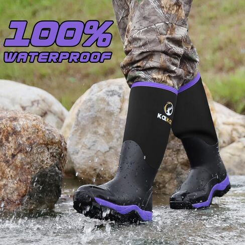 Kalkal Rubber Boots for Women, Insulated Waterproof Womens Hunting Boots, 6mm Neoprene Camo Hunting Boot Tall Rain Boots for Women Mud Working Gardening Farming in Kuwait