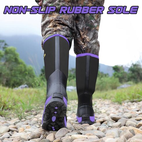 Kalkal Rubber Boots for Women, Insulated Waterproof Womens Hunting Boots, 6mm Neoprene Camo Hunting Boot Tall Rain Boots for Women Mud Working Gardening Farming in Kuwait