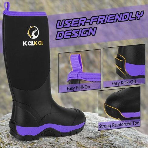 Kalkal Rubber Boots for Women, Insulated Waterproof Womens Hunting Boots, 6mm Neoprene Camo Hunting Boot Tall Rain Boots for Women Mud Working Gardening Farming in Kuwait