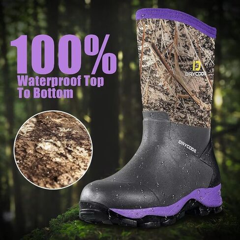 حذاء مطاطي للنساء من دراي كود، 4.5 ملم، حذاء مطر من النيوبرين المعزول ومقاوم للماء لمنتصف الساق للصيد والصيد في الماء والزراعة والحديقة in Kuwait