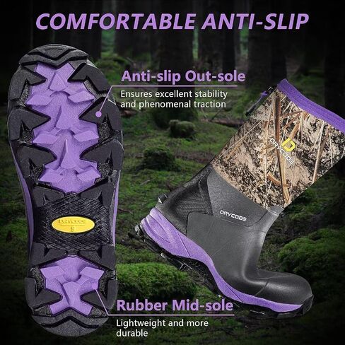 حذاء مطاطي للنساء من دراي كود، 4.5 ملم، حذاء مطر من النيوبرين المعزول ومقاوم للماء لمنتصف الساق للصيد والصيد في الماء والزراعة والحديقة in Kuwait